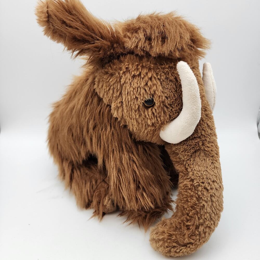 Walmart Woolly Mammoth Plush Stuffed Animal 13" Brown Fur Sits Up Hard Eyes 2024